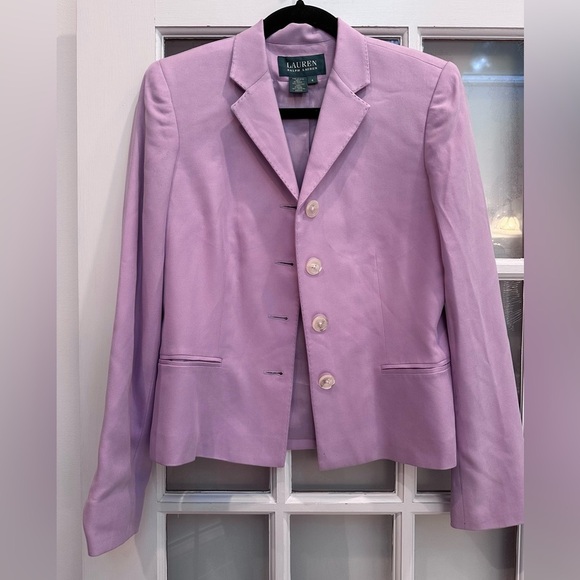 LRL Ralph Lauren Women's Light Lilac Lavender 100% Silk Blazer Jacket Size 4 S - Picture 10 of 13